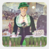 Lass Bartender St. Patrick's Day Quadratischer Aufkleber (Vorderseite)