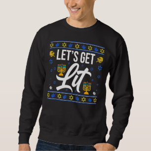 lass beleuchten menorah hässlich hanukkah Weihnach Sweatshirt