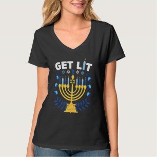 lass beleuchtet menorah hässlich hanukkah chanukka T-Shirt