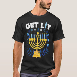 lass beleuchtet menorah hässlich hanukkah chanukka T-Shirt