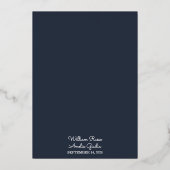 Lass Budget billig Outdoorstylish Navy Blue Weddin Folieneinladung (Rückseite)