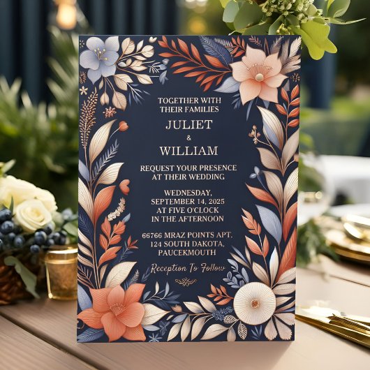 Lass Budget billig Outdoorstylish Navy Blue Weddin Folieneinladung