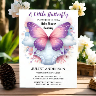 Lass Bug Boho Soft Glow Live Butterfly Babydusche Einladung