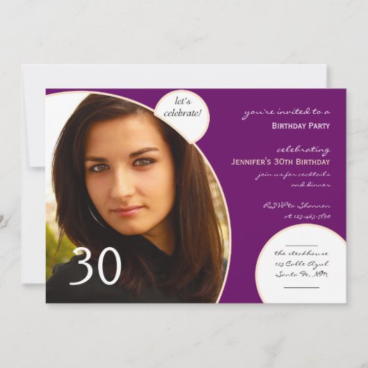 Lass Celebrate in Champagne Lila Foto Geburtstag Einladung (Vorderseite)