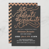 Lass Celebrate The Graduate Rose Gold Zickzack Einladung (Vorne/Hinten)