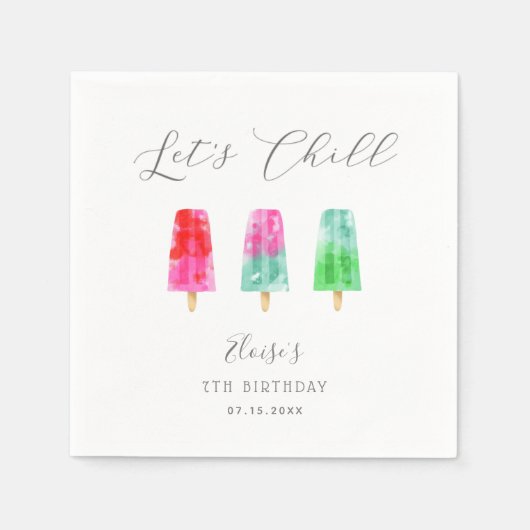 Lass Chill Popsicle Colorful Birthday Party Serviette (Vorderseite)