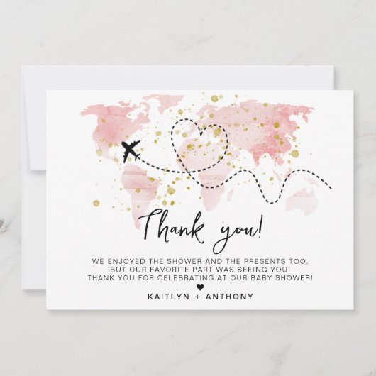 "Lass das Abenteuer an!" Reisekarte Kinderdusche Dankeskarte (Vorderseite)