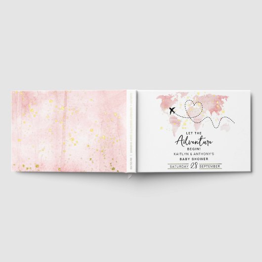 "Lass das Abenteuer an!" Reisekarte Kinderdusche Gästebuch (Voll)