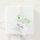 "Lass das Abenteuer an!" Reisekarte Kinderdusche Geschenkanhänger (Beispiel)