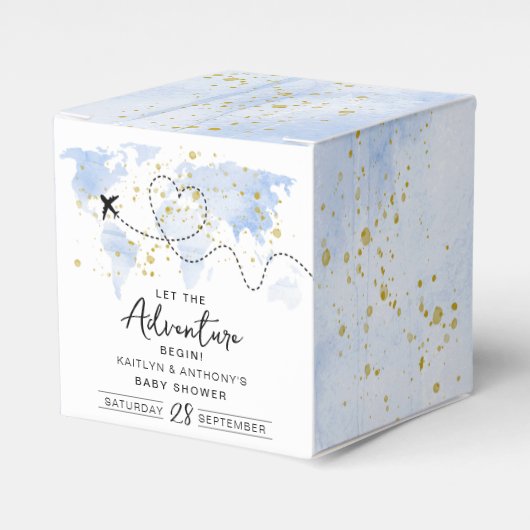 "Lass das Abenteuer an!" Reisekarte Kinderdusche Geschenkschachtel (Vorderseite)