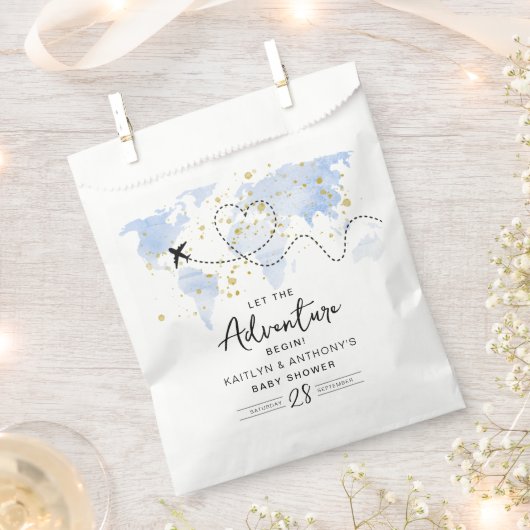 "Lass das Abenteuer an!" Reisekarte Kinderdusche Geschenktütchen (Ausgeschnitten)