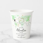 "Lass das Abenteuer an!" Reisekarte Kinderdusche Pappbecher (Vorderseite)