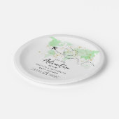 "Lass das Abenteuer an!" Reisekarte Kinderdusche Pappteller (Schrägansicht)