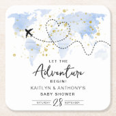 "Lass das Abenteuer an!" Reisekarte Kinderdusche Rechteckiger Pappuntersetzer (Vorderseite)