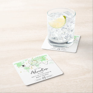 "Lass das Abenteuer an!" Reisekarte Kinderdusche Rechteckiger Pappuntersetzer