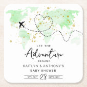 "Lass das Abenteuer an!" Reisekarte Kinderdusche Rechteckiger Pappuntersetzer (Vorderseite)