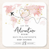 "Lass das Abenteuer an!" Reisekarte Kinderdusche Rechteckiger Pappuntersetzer (Vorderseite)