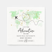 "Lass das Abenteuer an!" Reisekarte Kinderdusche Serviette (Vorderseite)