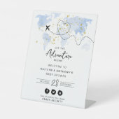 "Lass das Abenteuer an!" Reisekarte Kinderdusche Sockelschild (Vorderseite)