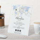 "Lass das Abenteuer an!" Reisekarte Kinderdusche Sockelschild (In SItu)