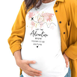 "Lass das Abenteuer an!" Reisekarte Kinderdusche T-Shirt