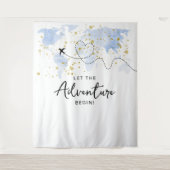 "Lass das Abenteuer an!" Reisekarte Kinderdusche Wandteppich (Vorderseite)