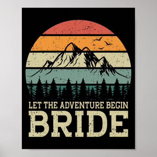 Lass das Abenteuer Begin Bride Just Married Paares Poster (Vorne)
