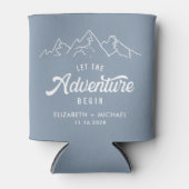 Lass das Abenteuer Begin Dusty Blue Gastgeschenk H Dosenkühler (Vorderseite)