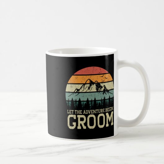 Lass das Abenteuer Begin Groom Just Married Paares Kaffeetasse (Rechts)