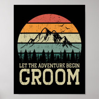 Lass das Abenteuer Begin Groom Just Married Paares Poster