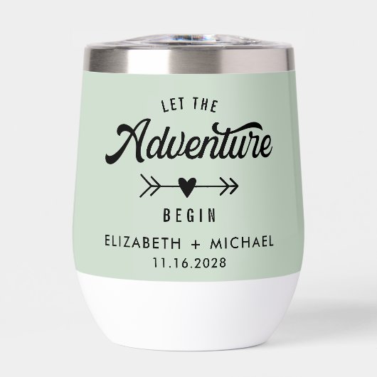 Lass das Abenteuer Begin Sage Green Wedding (Vorderseite)