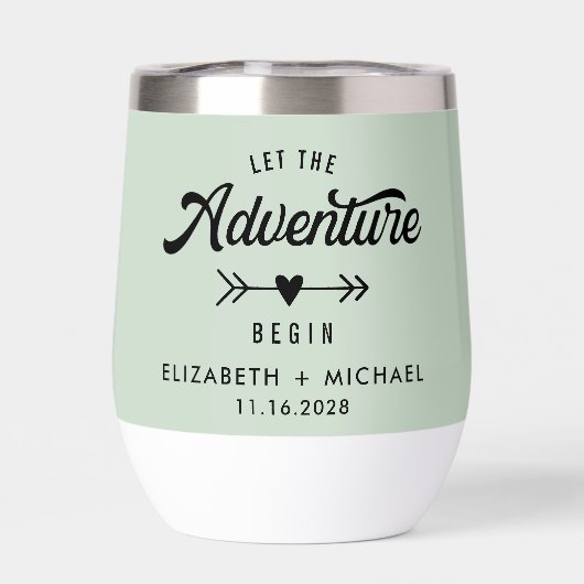 Lass das Abenteuer Begin Sage Green Wedding (Rückseite)