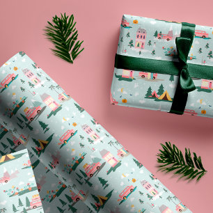 Lass das Abenteuer beginnen Chic Pink Retro Van Re Geschenkpapier