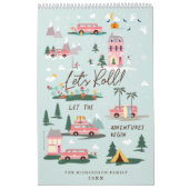 Lass das Abenteuer beginnt Chic Pink Retro Van Fam Kalender (Titelbild)