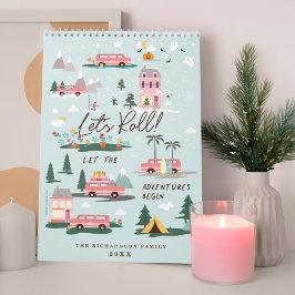 Lass das Abenteuer beginnt Chic Pink Retro Van Fam Kalender