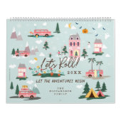 Lass das Abenteuer beginnt Chic Pink Retro Van Fam Kalender (Titelbild)