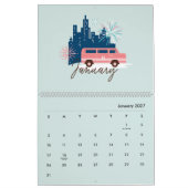 Lass das Abenteuer beginnt Chic Pink Retro Van Fam Kalender (Jan 2027)