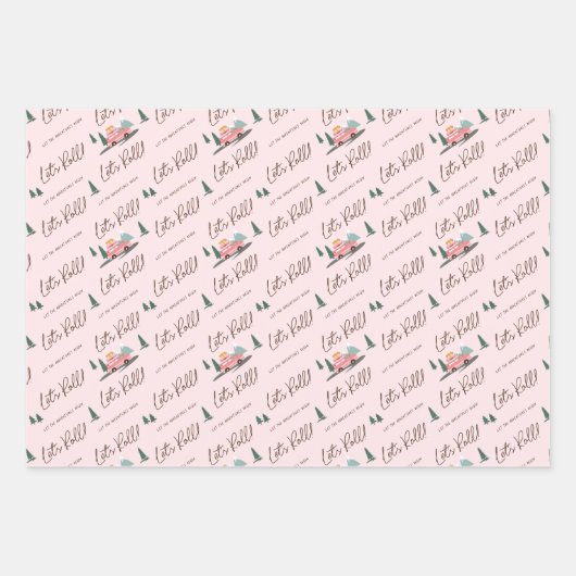 Lass das Abenteuer beginnt Chic Rosa Retro Van Tra Geschenkpapier Set (Vorderseite 2)