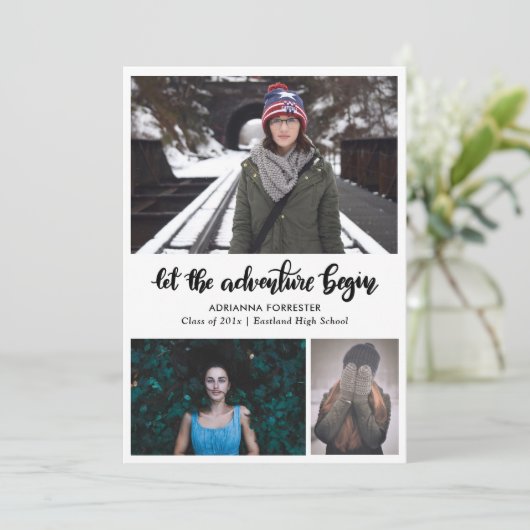 Lass das Abenteuer beginnt handschriftlich | Absol Einladung (Stehend Vorderseite)