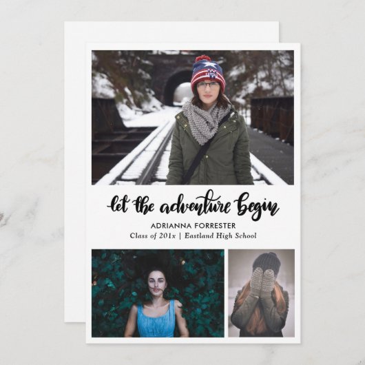 Lass das Abenteuer beginnt handschriftlich | Absol Einladung (Vorne/Hinten)