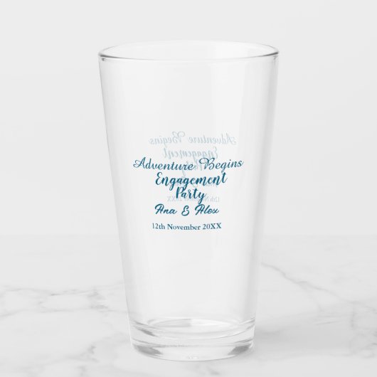 lass das Abenteuer beginnt Verlobungsfeier Name da Glas (Vorderseite)