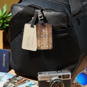 Lass das Abenteuer Holz druck Gepäck Gepäckanhänger