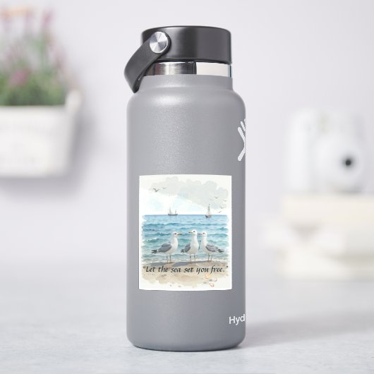 Lass das Meer Set Sie kostenlos - Strand und Meerw Aufkleber (HydroFlask)