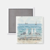 Lass das Meer Set Sie kostenlos - Strand und Meerw Magnet (Vorderseite/Rückseite)