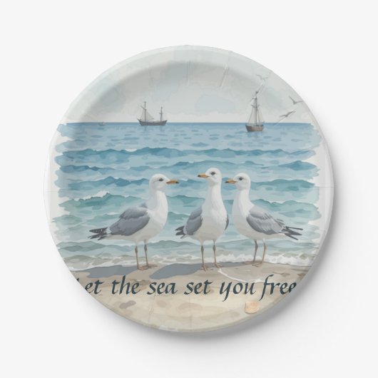 Lass das Meer Set Sie kostenlos - Strand und Meerw Pappteller (Vorderseite)
