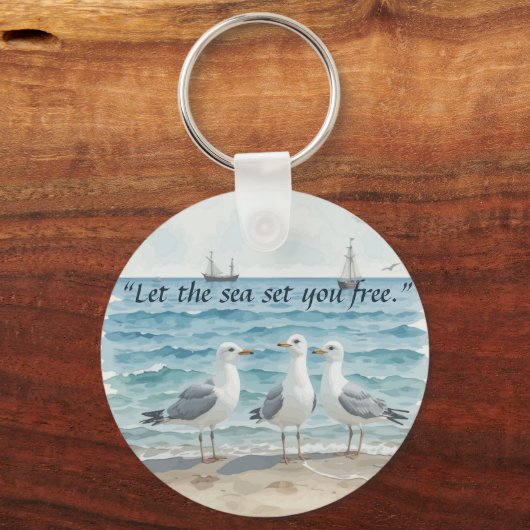 Lass das Meer Set Sie kostenlos - Strand und Meerw Schlüsselanhänger (Vorderseite)
