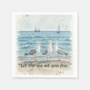 Lass das Meer Set Sie kostenlos - Strand und Meerw Serviette