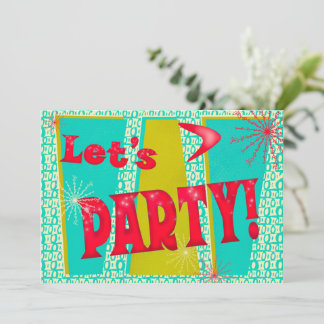 Lass das Party! Fett Retro Türkis Einladung