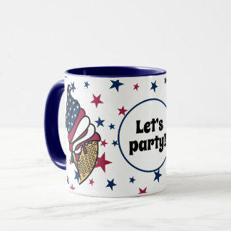 Lass das Party! Red White Blue Ice Creme Cone Tasse