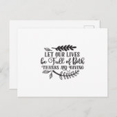 Lass, dass unser Leben voller Dankbarkeit und Gesc Postkarte (Vorne/Hinten)